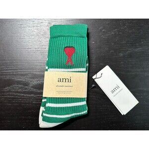 AMI Paris Alexandre Mattiussi Socks Embroidered Logo EU 36-41 Unisex Green